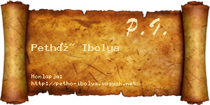 Pethő Ibolya névjegykártya